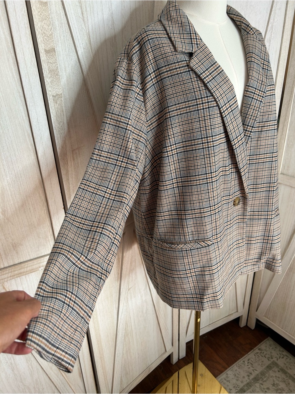 J. Jill Oversized Mendocino Plaid Blazer Autumn Layering Sz XL Lite Academia - Picture 4 of 13